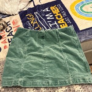 Green Corduroy Caren Forbes Mini Skirt
